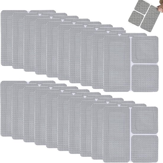 Horrengaas Reparatie - Zelfklevende Kit - Schermen Herstellen - Sterke Hechting - 4.8 x 4.8 cm - Antraciet van Merkloos