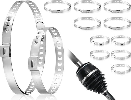 Hose Clamp Set - 10 Pieces - Verstelbare Schachtklemmen - Universele Roestvrijstalen Pijpklem - Voor Thuis Gasbuis - 2 Maten - 20-50mm/50-120mm van Merkloos