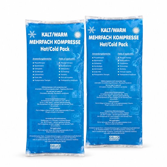 Hot-cold pack herbruikbaar- 12 x 29 cm – Warmte- & Koudkompres Gelpack – Voor Spieren & Gewrichten