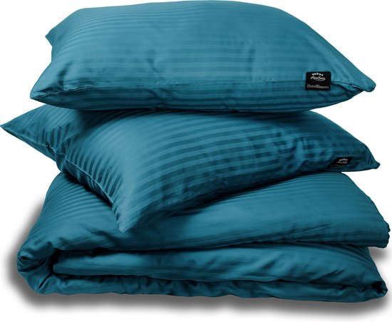 Hotel Dekbedovertrek - Hotellinnen Dekbedovertrek - Blauw Katoen Satijn 200x200/220 + 2 kussenslopen 60x70 cm - Parma Broderie Premium - Katoen Satijn - Hotel Dekbedovertrek van Merkloos