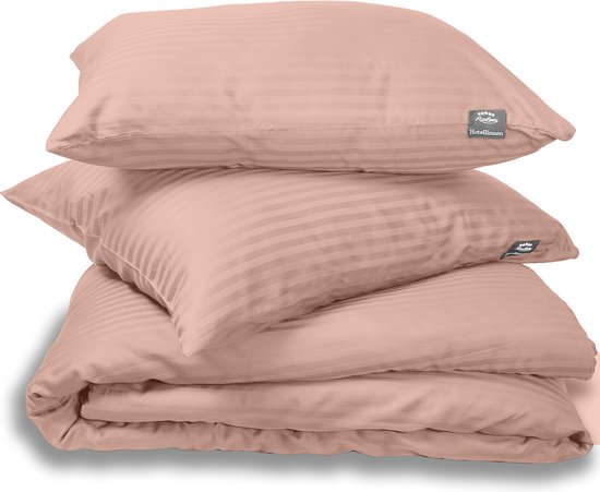 Hotel Dekbedovertrek - Hotellinnen Dekbedovertrek - Roze Katoen Satijn 140x200/220 + 1 kussensloop 60x70 cm - Parma Broderie Premium - Katoen Satijn - Hotel Dekbedovertrek van Merkloos