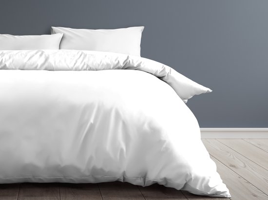 Hotelkwaliteit Dekbedovertrek Katoen Percale Uni - Wit - 270x240cm + 2 kussenslopen - 210 TC van Présence.