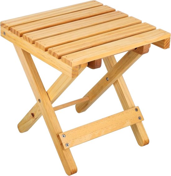 Houten bijzettafel - Klaptafel buiten - Drankjes serveren - Opvouwbaar en draagbaar - 28 x 26 x 26 cm