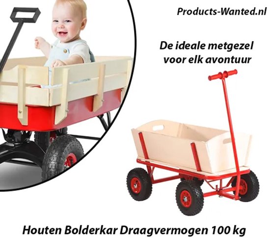 Houten Bolderkar Draagvermogen 100 kg van Merkloos