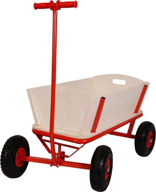 Houten Bolderkar/Bolderwagen met luchtbanden van Houten