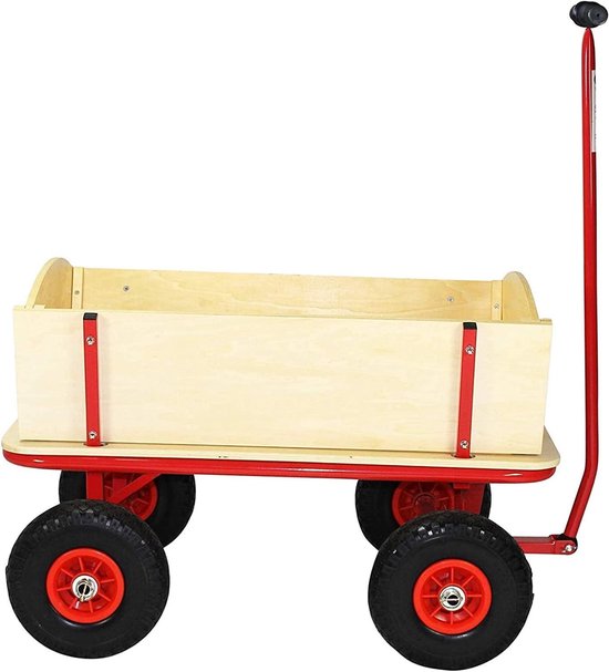Houten Handkar - Draagwagen Tuin - Spullen Vervoeren - Robuuste Plywood Borden - Max 100 kg - Naturel