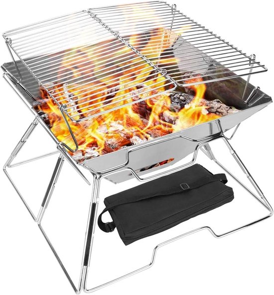 Houten Kooktoestel - Outdoor Kachel - Buiten Koken - In Hoogte Verstelbaar - 34 x 34 x 275 cm - Zwart