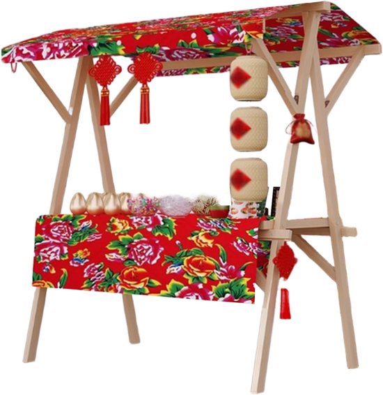 Houten marktkraam - Voedselkar display - Mobiele verkoop - Opvouwbaar en lichtgewicht - 60x120cm tot 60x150cm