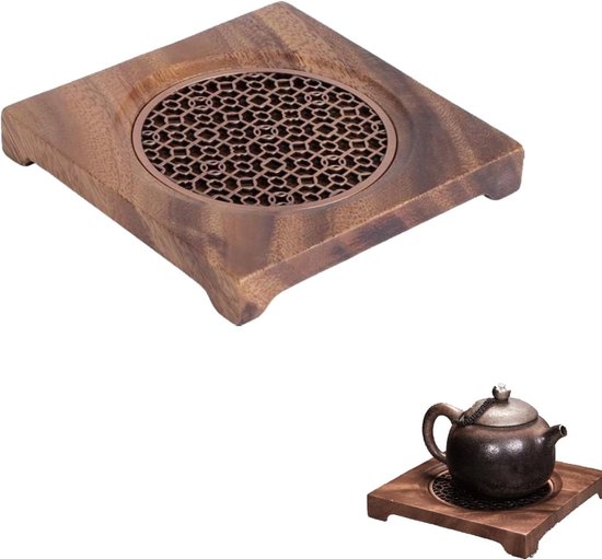 Houten Onderzetters voor de Keuken, Vierkante Walnoot Teapot Mat voor Warmte-isolatie en Thee Accessoires voor Pannen en Potten