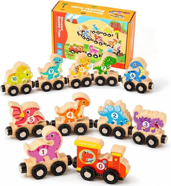 Houten treinspeelgoed, 11 stuks, vanaf 1, 2, 3 jaar, magnetische trein, houten spoorbaan, kinderspeelgoed, motoriek speelgoed vanaf 1 jaar, cadeaus voor jongens en meisjes
