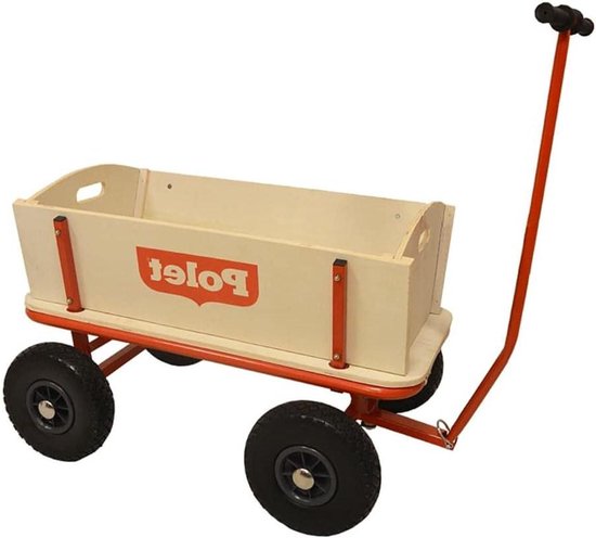 Houten Trekwagen - Draagkar Tuin - Spullen Vervoeren - Robuuste Constructie - 90x60x53 cm - Natuurlijk Hout