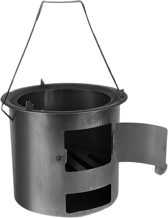 Houtkachel - Buitenhaard Kampeerhaard - Outdoor Koken - Dubbel Luchtinlaatmechanisme - 30 x 30 x 26 cm - Zilver