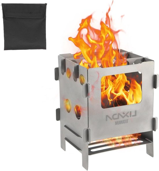 Houtkachel campingfornuis - Roestvrij staal - Draagbaar hobo-kooktoestel - Outdoor camping - Wandelen - Picknick - Barbecue - 82 x 81 x 116 cm van Outsunny