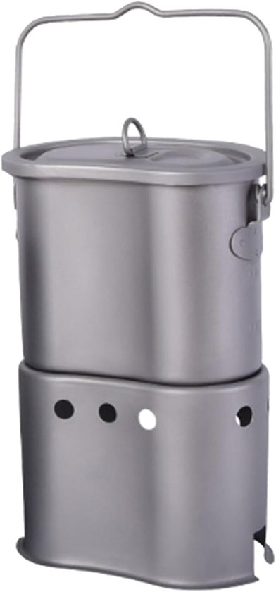 Houtkool Kooktoestel - Compacte Kookset - Outdoor Koken - Lichtgewicht Titanium - 13 x 8 5 x 10 5 cm