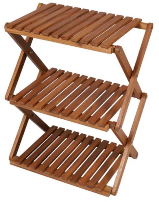 Human Comfort Gannat 3 - Kampeerkast - Acaciahout - Inklapbaar - 3 Opbergplanken - Multifunctioneel