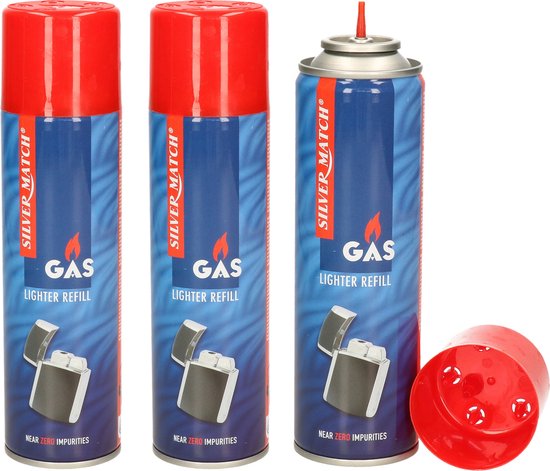 Humbert Aansteker gas/butaan gasfles - 3x - 250 ml - voor kooktoestellen/aanstekers van Humbert