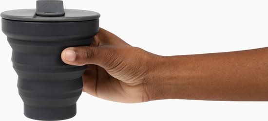 HUNU - Koffiebeker - Opvouwbare Siliconen beker - Duurzaam - Reisbeker - To-Go Cup - Donkergrijs - 235ml van HUNU