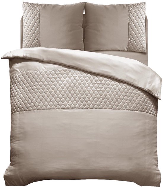 Husch Dekbedovertrek Velvet Band - 200x200/220 - Beige van Husch