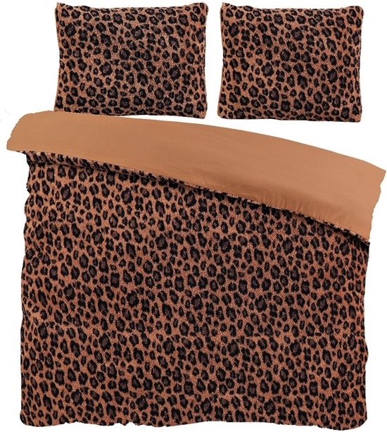 Husch Teddy Fleece Dekbedovertrek Panterprint - Tweepersoons - 200x200/220 cm - Heerlijk Zachte Teddy van Husch