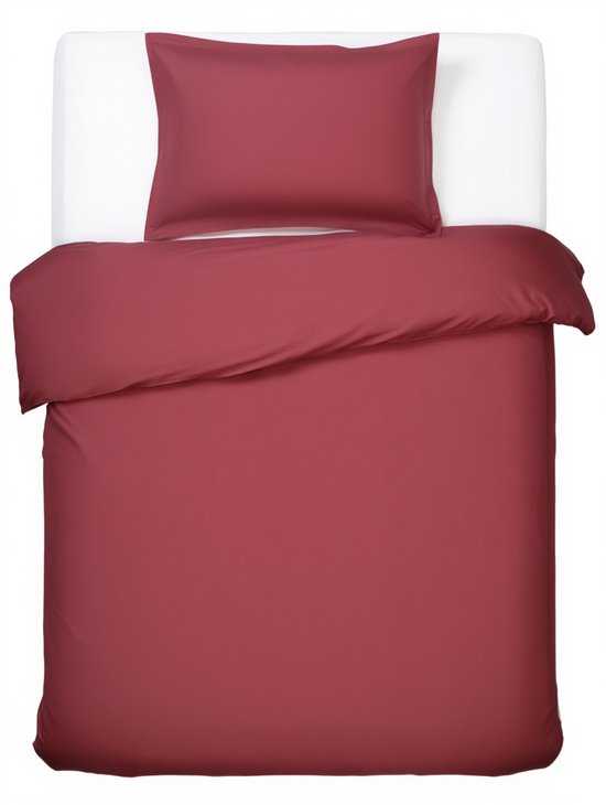 HUSH Living Dekbedovertrek - 100% katoen - 144TC - soepel en ademend - 140x220+20cm - bordeaux