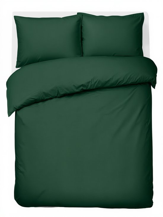 HUSH Living Dekbedovertrek - 100% katoen - 144TC - soepel en ademend - 140x220+20cm - donkergroen