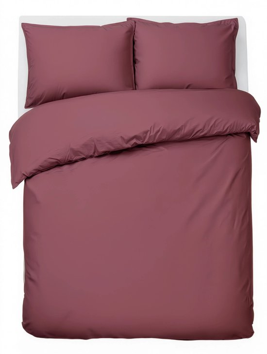 HUSH Living Dekbedovertrek - 100% katoen - 144TC - soepel en ademend - 240x220+20cm - 2 x 60x70cm kussenslopen - bordeaux
