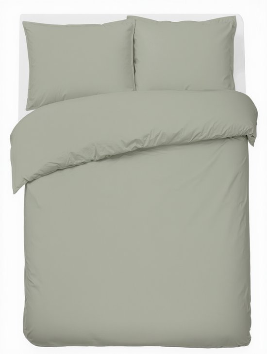 HUSH Living Dekbedovertrek percale - 100% katoen - 200TC - extra fris en koel - sterk en slijtvast - 140x220+20cm - lichtgroen