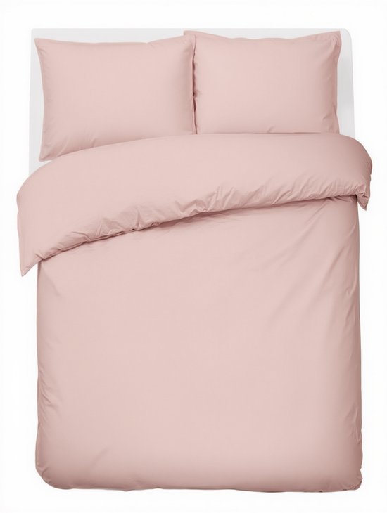 HUSH Living Dekbedovertrek percale - 100% katoen - 200TC - extra fris en koel - sterk en slijtvast - 140x220+20cm - oudroze