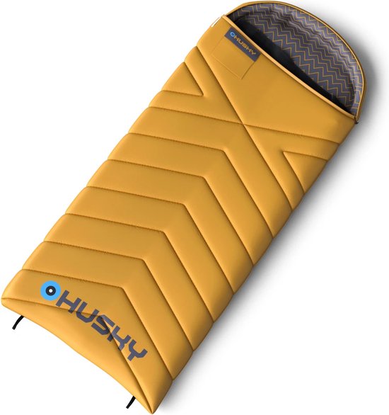 Husky dekenslaapzak Gizmo 2024 -5°C Mustard 220 x 90 cm - Geel met grijs van Husky