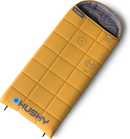 Husky dekenslaapzak Gizmo Kids 2024 -5°C Mustard 170 x 70 cm - Geel met grijs van Husky
