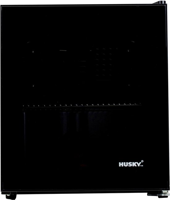 Husky KK50-BKCNS-BK-HU - Mini Koelkast - Met Glazen Deur - Minibar - Zeer stil 39db - 48 Liter - Zwart