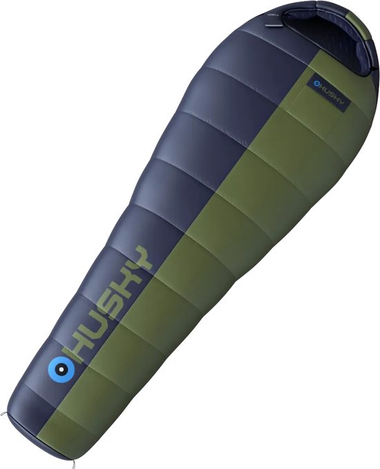 Husky mummyslaapzak ThermoPro Fenela -15°C - 210 x 85 cm - Blauw met Khaki van Merkloos