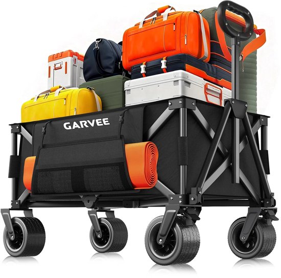 Hutjemutje - Inklapbare Bolderkar – Opvouwbare strandkar – 200kg Draagvermogen – 600D Oxford Stof & Stalen Frame – Verstelbare Duwhendel – 96 x 46 x 97 cm