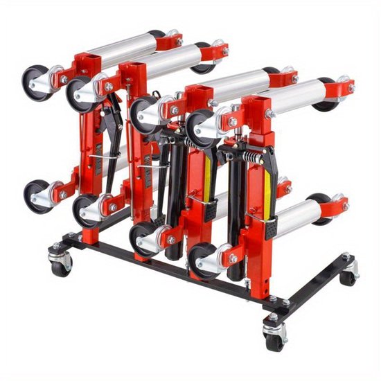 Hydraulische Autodoorrijwagen - Autodoilift - Auto Dolly Trolley - Auto Verrijwagen - Voertuig Tilwagen - Stevig Metalen Frame - Vier Dollies Tegelijk Optillen