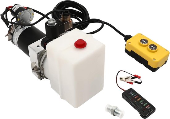 Hydraulische Pomp - Elektrische Aggregaat - Aanhanger Hefbrug - Snelle Olieafgifte - 12 Volt - Zwart Zilver