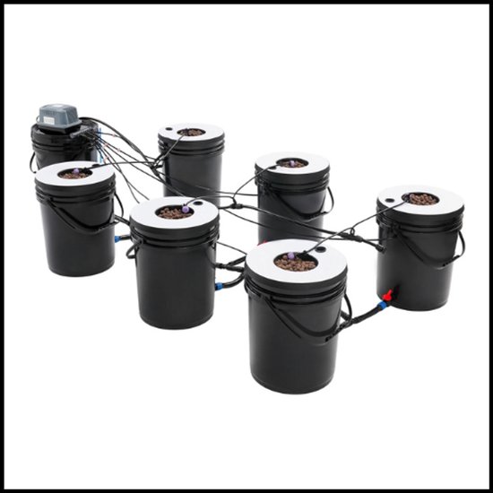 Hydroponicsysteem 7 Buckets – DWC Indoor Tuin – 20 Liter – Luchtpomp Inclusief – Snelgroeiend en Efficiënt van Merkloos