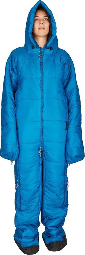 Hygger Nanuk Mykonos Blue L - Originele slaapzak met mouwen en pijpen, met zijn 3M Thinsulate-vulling is hij warm, lichtgewicht en klein om makkelijk op te rollen van Hygger