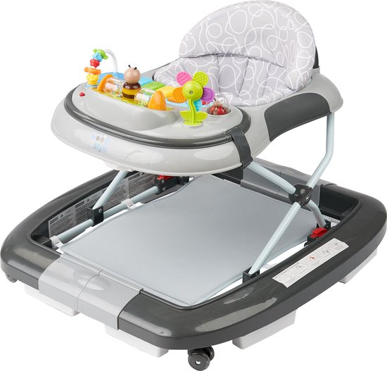 ib style® Loopstoel Babywalker - Baby Loopwagen - Looptrainer - Speelset en Dienblad - Schommelfunctie - Muziekfunctie - Little World - Grijs van ib style®