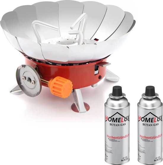 IBBO® - Draagbaar gasfornuis voor camping - opvouwbaar -draagbaar - camping - gasfornuis - mini-gasfornuis - 2800 W - winddicht - buiten - gemakkelijk te hanteren - barbecue - Inclusief 2 Gasflessen