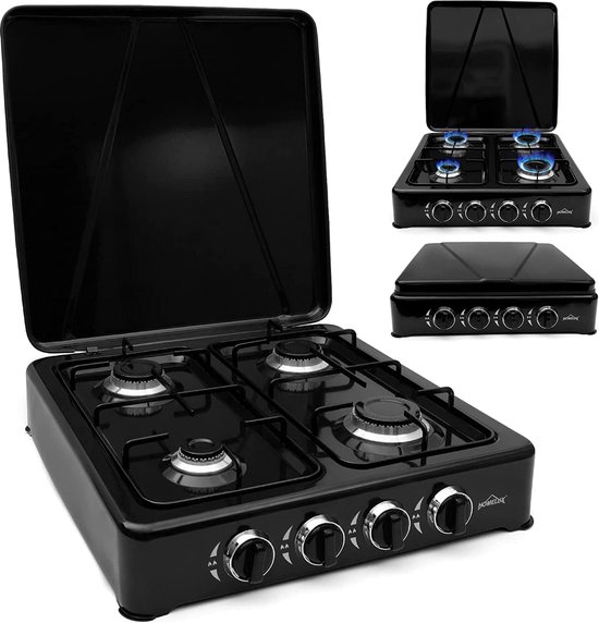 IBBO® - Gas kooktoestel 4 pits - Campingkooktoestel - Gaskookplaat - Zwart van IBBO