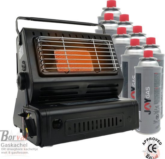 IBBO® - Kamping Gaskachel - Buitenkachel - Inclusief 8 Gasflessen - Kachel - Terrasverwarmer - Camping gaskachel - Gas Heater - Verstelbaar - Draagbaar - Zwart