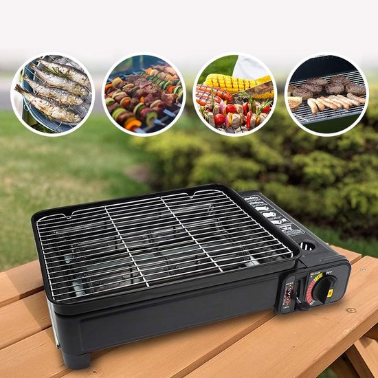 IBBO® - Party Grill - Camping gasbarbecue - Draagbare gasbarbecue -Camping kooktoestel - Dual fuel camping stov - Butaan gasstel - Outdoor kooktoestel van Merkloos