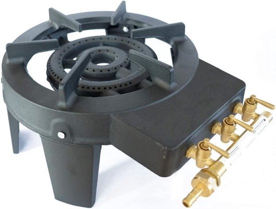 IBBO® - Wokbrander op gas - Buiten kooktoestel - Gasbrander camping - Wokbrander butaan propaan - Wokbrander dubbele aansluiting - Buitenbrander wok - Wokbrander draagbaar - Met 1.5 Meter Slang en 50mbar drukregelaar van Merkloos