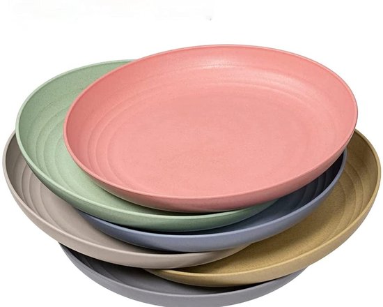 Ibenzoa® Bordenset van 6 Onbreekbare en BPA-vrije Plastic Borden voor Ontbijt, Salade en Dessert