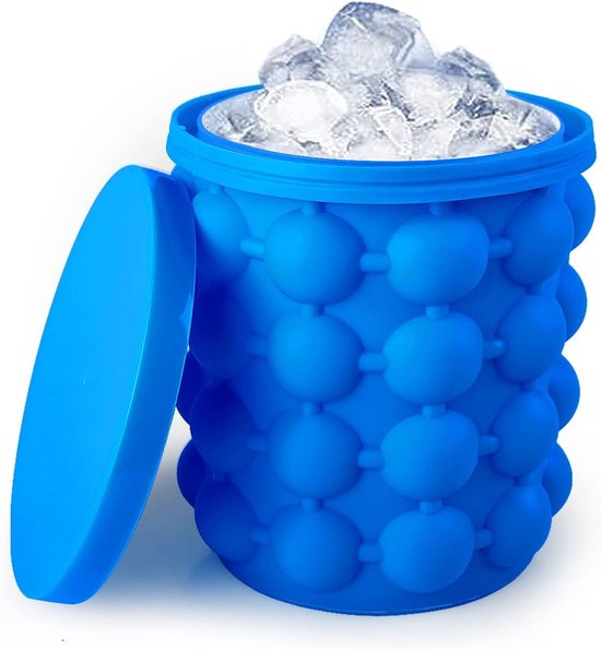 IJsblokjesvorm, siliconen ijsbakje met deksel (2-in-1), ijsblokjesmaker met drukmechanisme voor eenvoudig lossen – ideaal voor cocktails, whisky en andere dranken