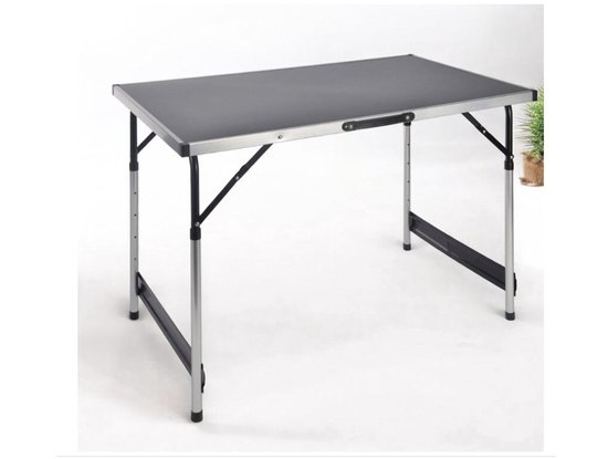 In hoogte verstelbare aluminium campingtafel, 100 x 60 cm, verstelbaar op 4 hoogtes (73, 80, 87 en 94 cm), handig inklapbaar van Merkloos