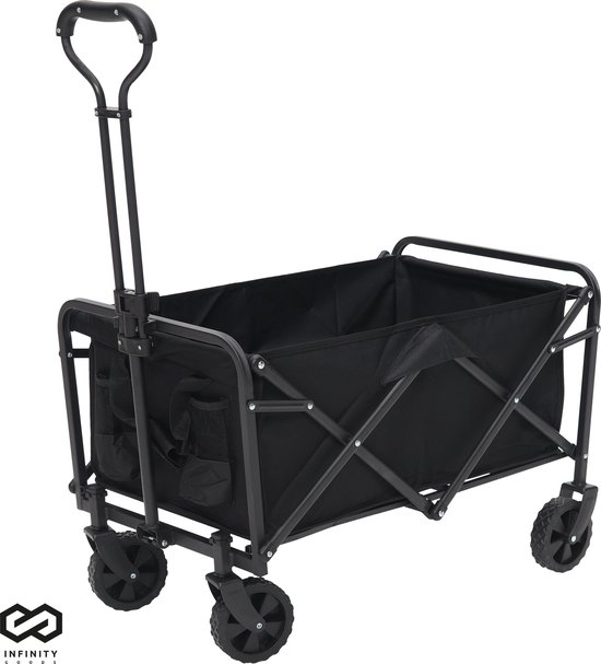Infinity Goods Bolderkar - Opvouwbaar - 100KG Draagkracht - Draaibare Wielen - 90 x 50 x 75 CM - Verstelbaar - Zwart van Infinity Goods