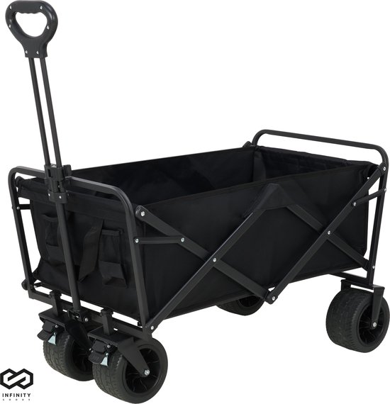 Infinity Goods Bolderkar XL - Opvouwbaar - 180KG Draagkracht - Draaibare Wielen - 95 x 57 x 96 CM - Verstelbaar - Zwart van Infinity Goods