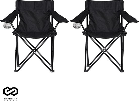 Infinity Goods Campingstoelen (Set van 2) - Tuinstoelen - Vouwstoelen - Kampeerstoelen - Zwart van Infinity Goods