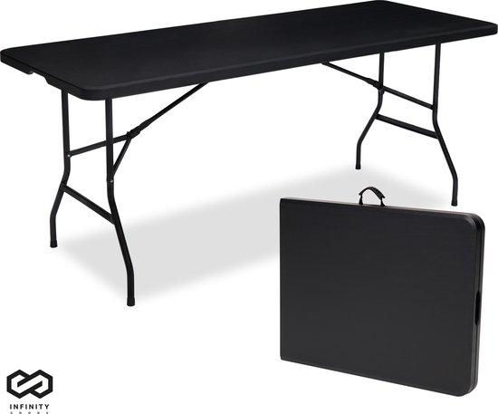 Infinity Goods Inklapbare Tafel - Vouwtafel - 180 x 70 x 74 cm - Campingtafel - Tuintafel - Draagbaar - Zwart van Infinity Goods